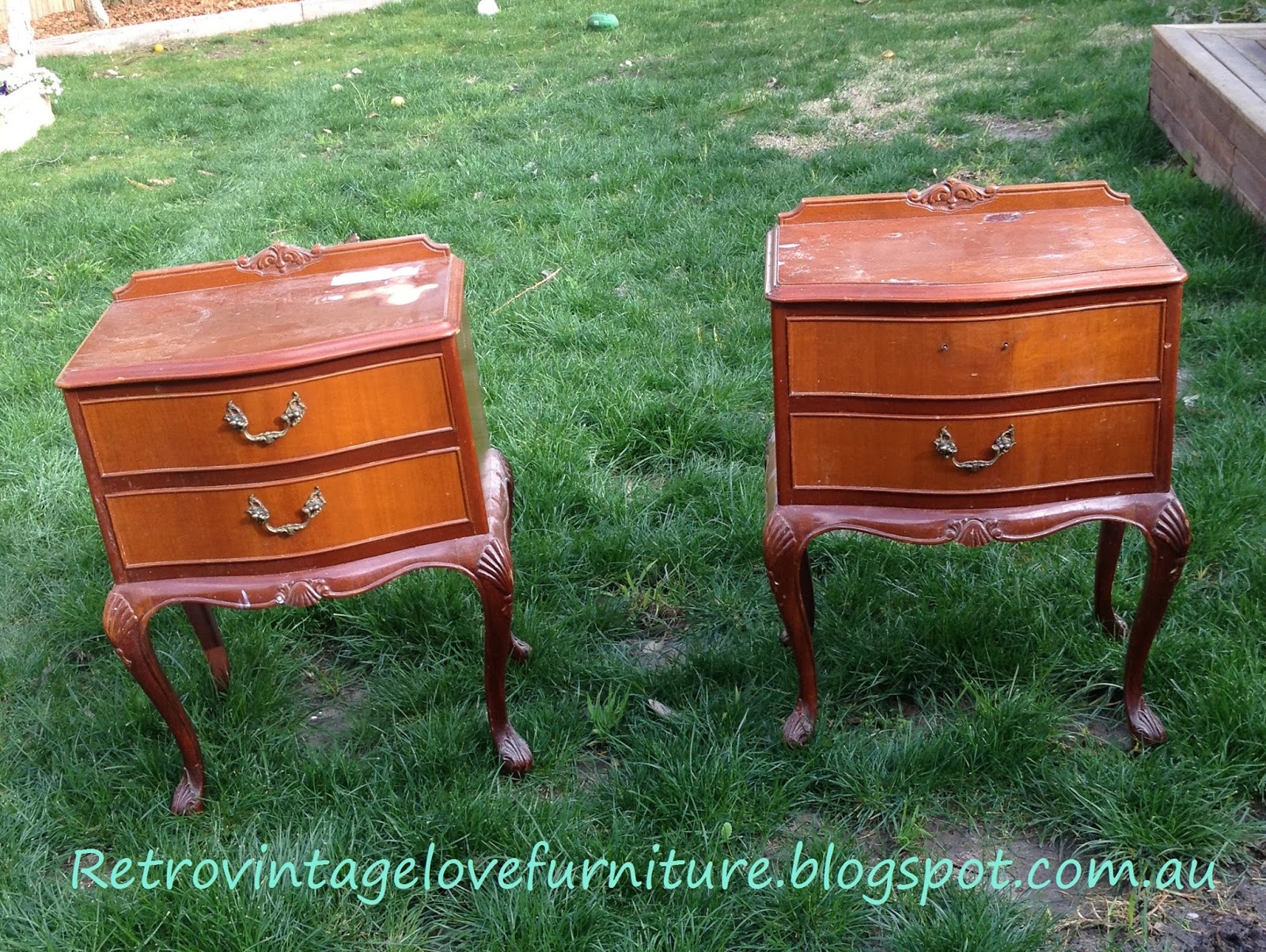 Retro Vintage Love Queen Anne Vintage Bedside Tables Painted White