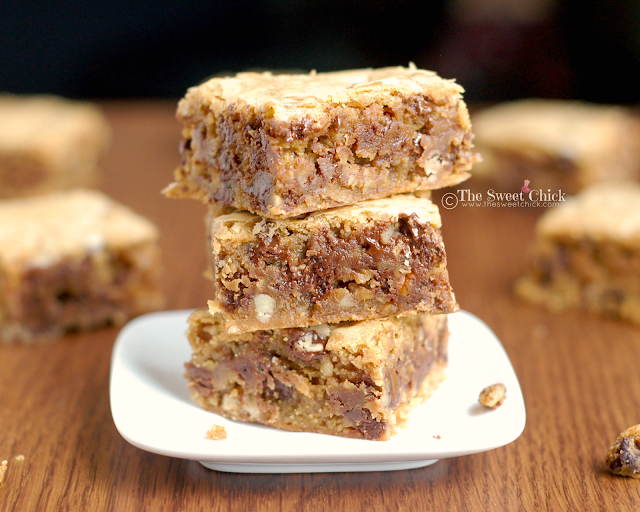 Bourbon Biscoff Blondie Bars by The Sweet Chick