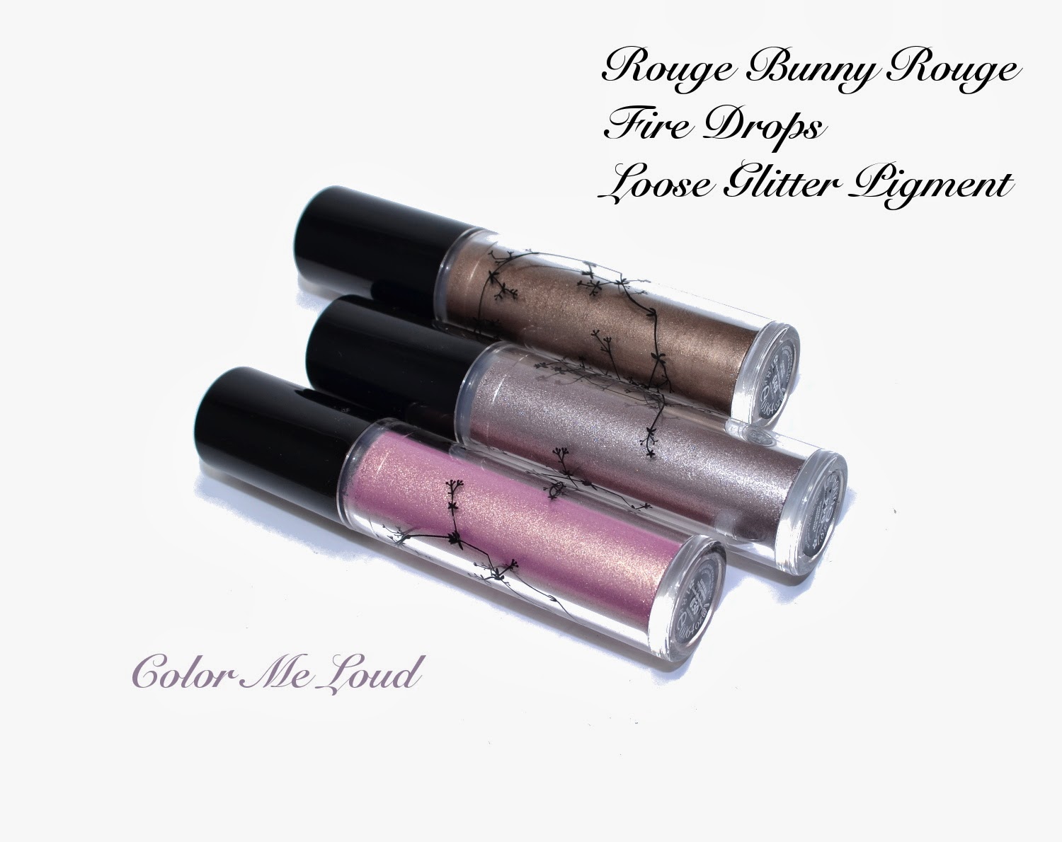 Rouge Bunny Rouge Fire Drops Loose Glitter Pigments in Eaten all the Cherries, Wishing for Wings, Caress of Mink, Silk Aether Long Lasting Cream Eye Shadow in Chiffon Ringlet, Review, Swatches & FOTD