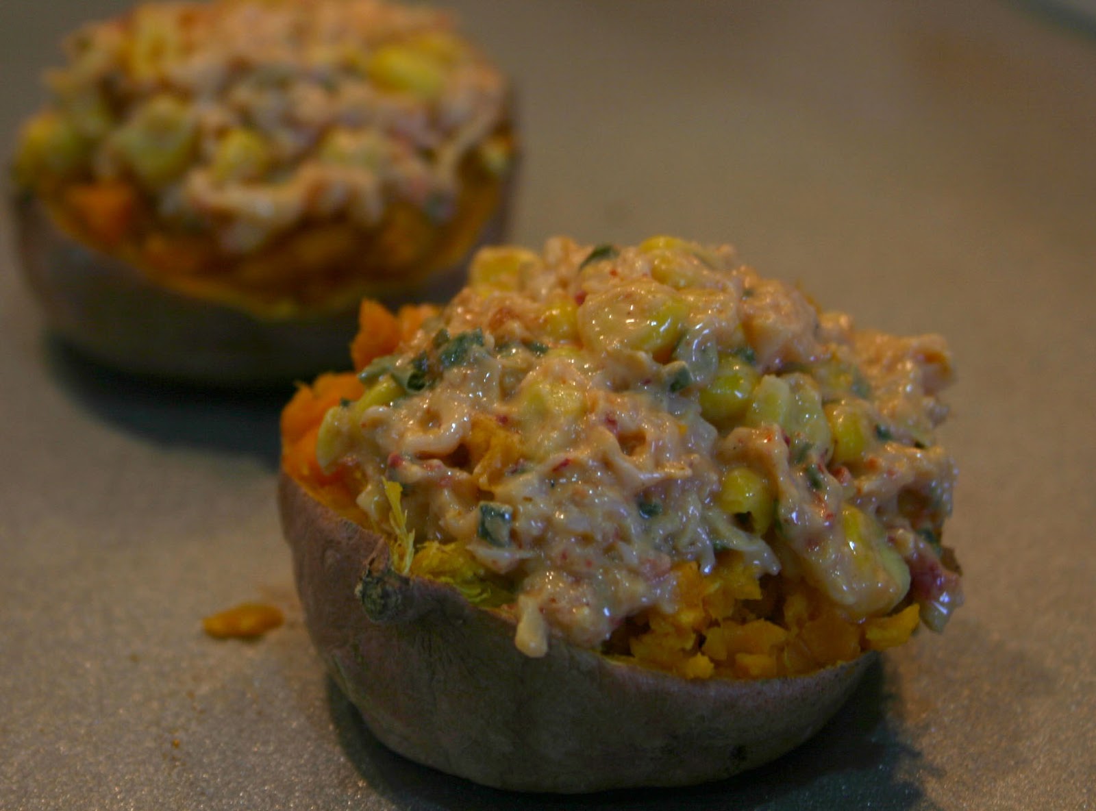 The FeauxCajun Kitchen Crawfish Boil Stuffed Sweet Potatoes