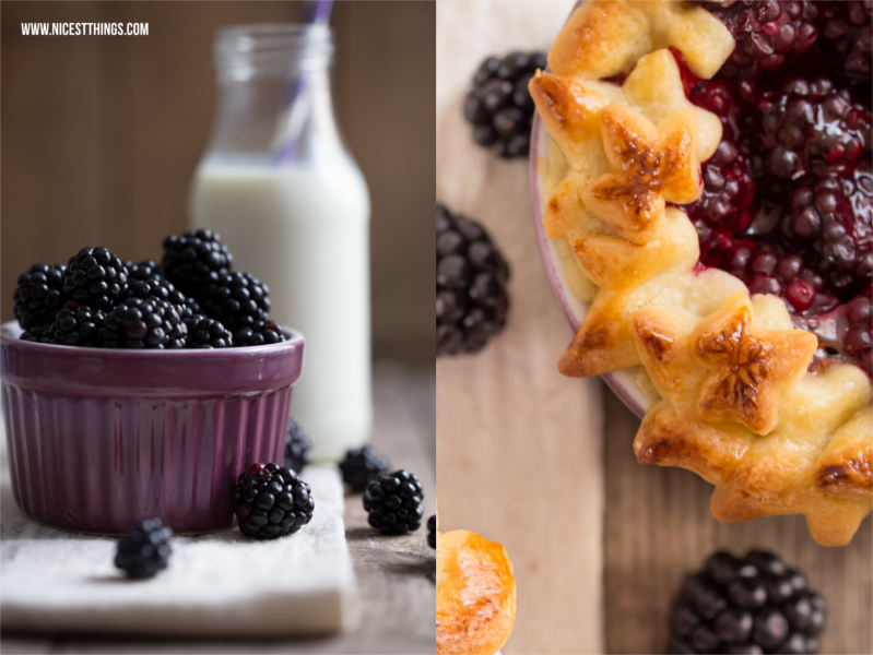 Brombeer Pie mit Herbstblätter Teig Kruste