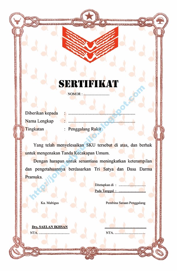 Piagam Pramuka Tingkat Penggalang Terbaru 2013