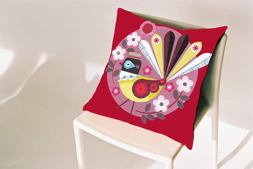 Ellen Giggenbach New Zealand native bird cushions