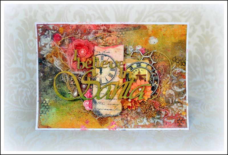 SCRAP ADDICT "I Believe in Santa" Mixed Media Christmas Card for
