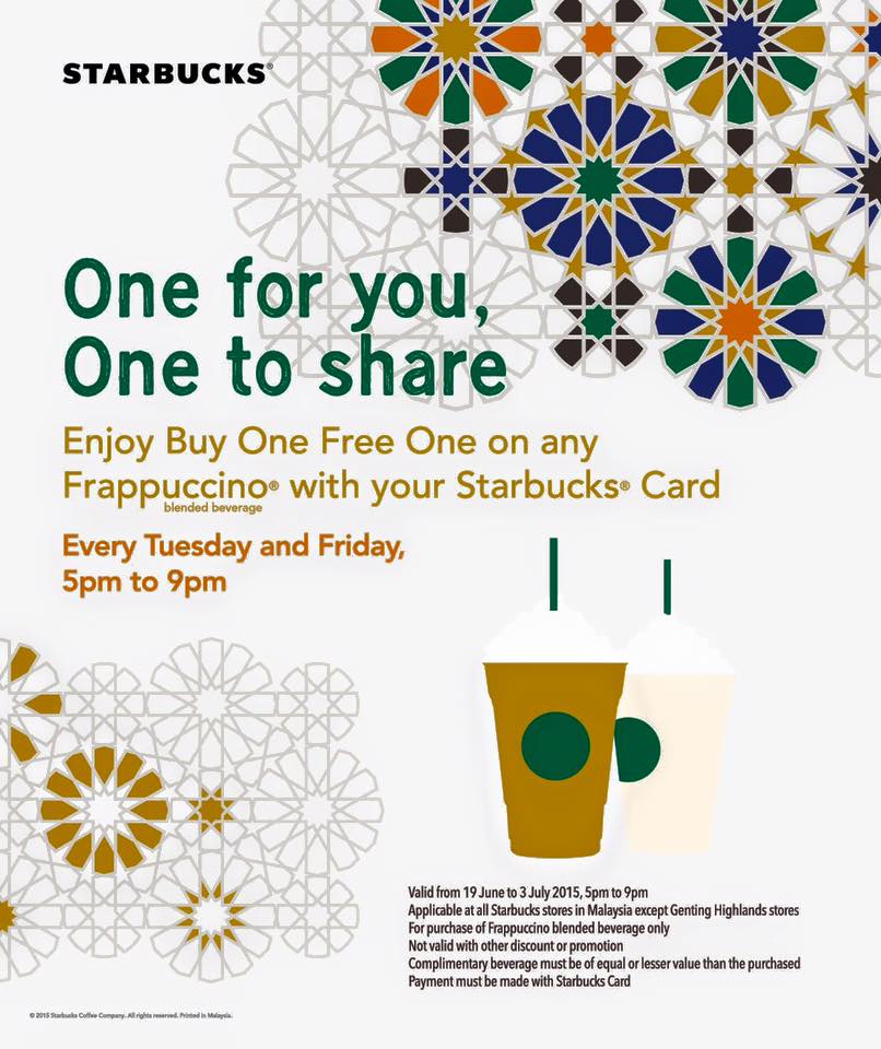 Starbucks Buy One Free One Promotion with Starbucks Card Malaysia
