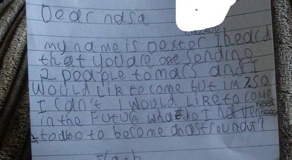 Anak 7 Tahun Kirim Surat ke NASA Untuk Ke Mars Dexter