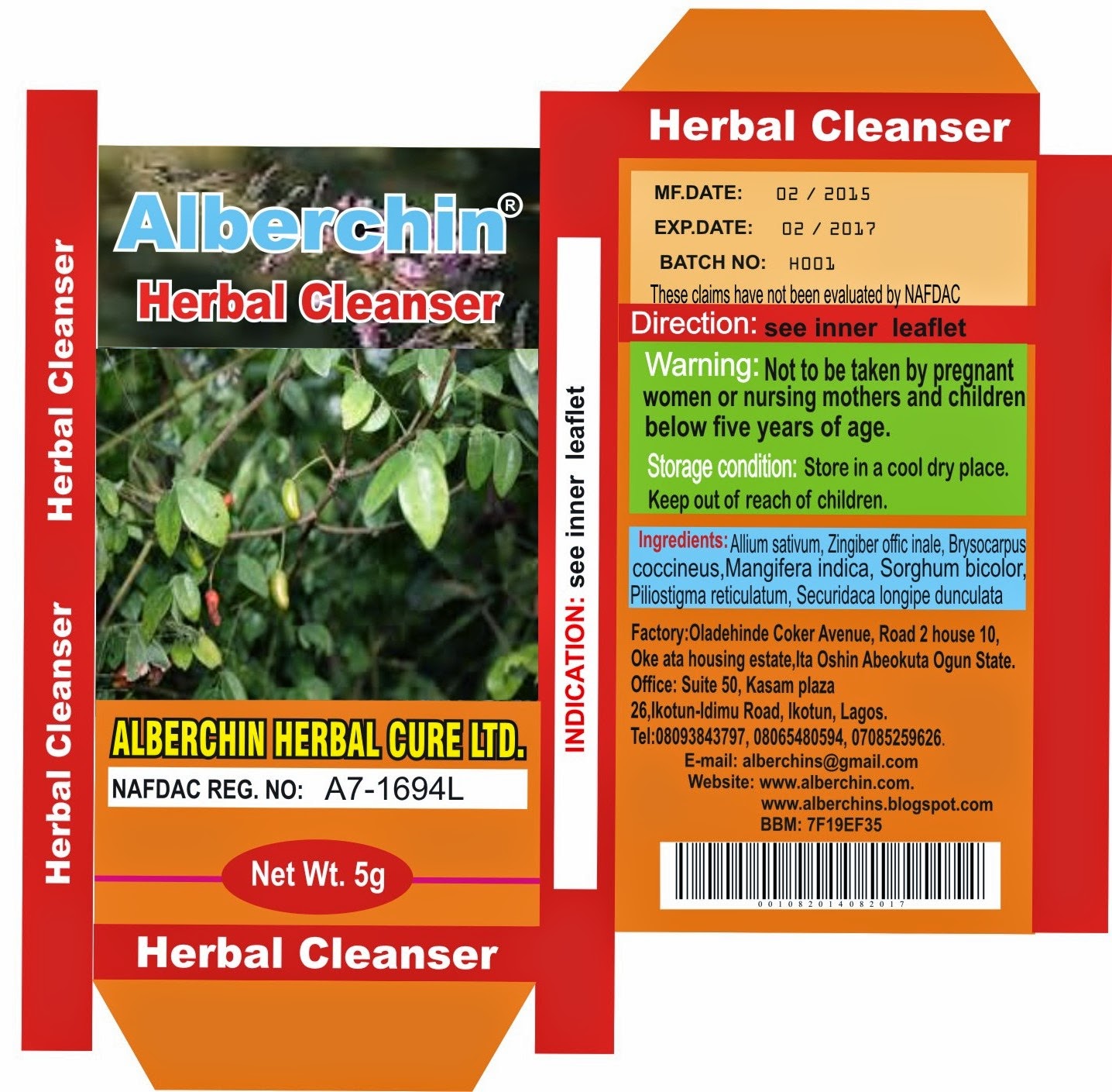 Herbalrich is now Alberchin herbal cleanser -THE BLOOD BUILDER AND BLOOD LEVEL REGULATOR