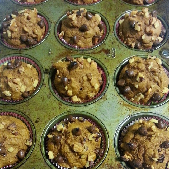 Shannon's Lightening the Load Spiced Chocolate Chip Walnut Muffins