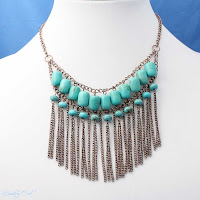 Turquoise and Copper Chain Necklace by Beading Owl