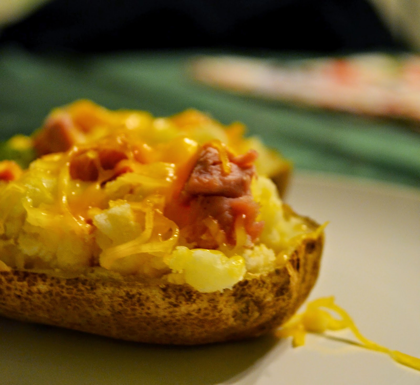 Simple Savory & Satisfying Loaded Baked Potatoes with Ham and Cheddar
