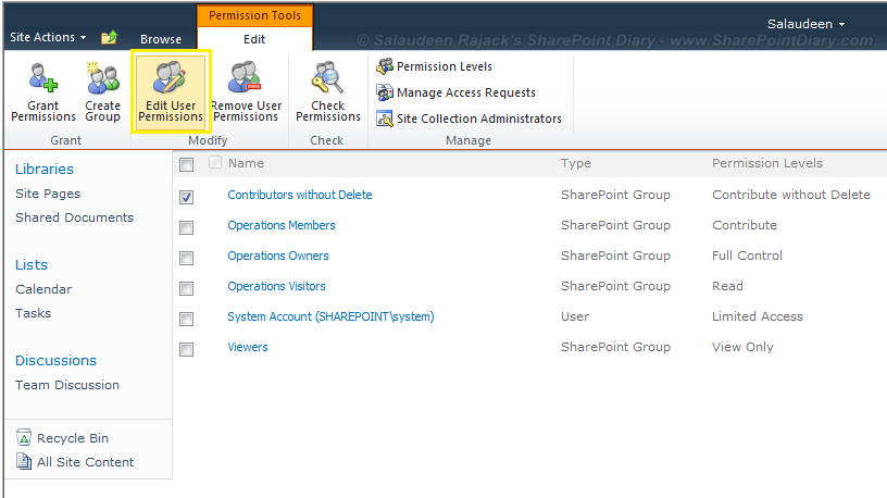 sharepoint 2010 change permission level for a group sharepoint 2010 change permission level for a group