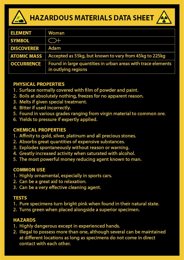 Roy's Online Thoughts Hazardous Material WOMAN