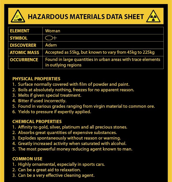 Roy's Online Thoughts Hazardous Material WOMAN