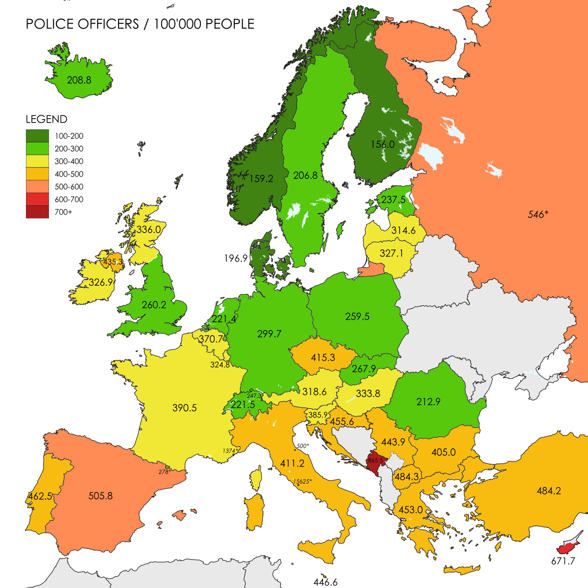 Jaque a la seguridad pública: España pierde 4.500 policías y guardias civiles en 2014 Mapa+de+policias