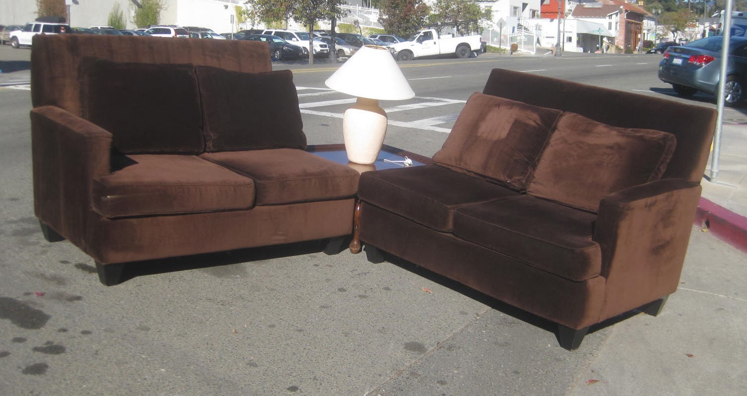 UHURU FURNITURE & COLLECTIBLES SOLD Plum Colored Velour 2 Piece