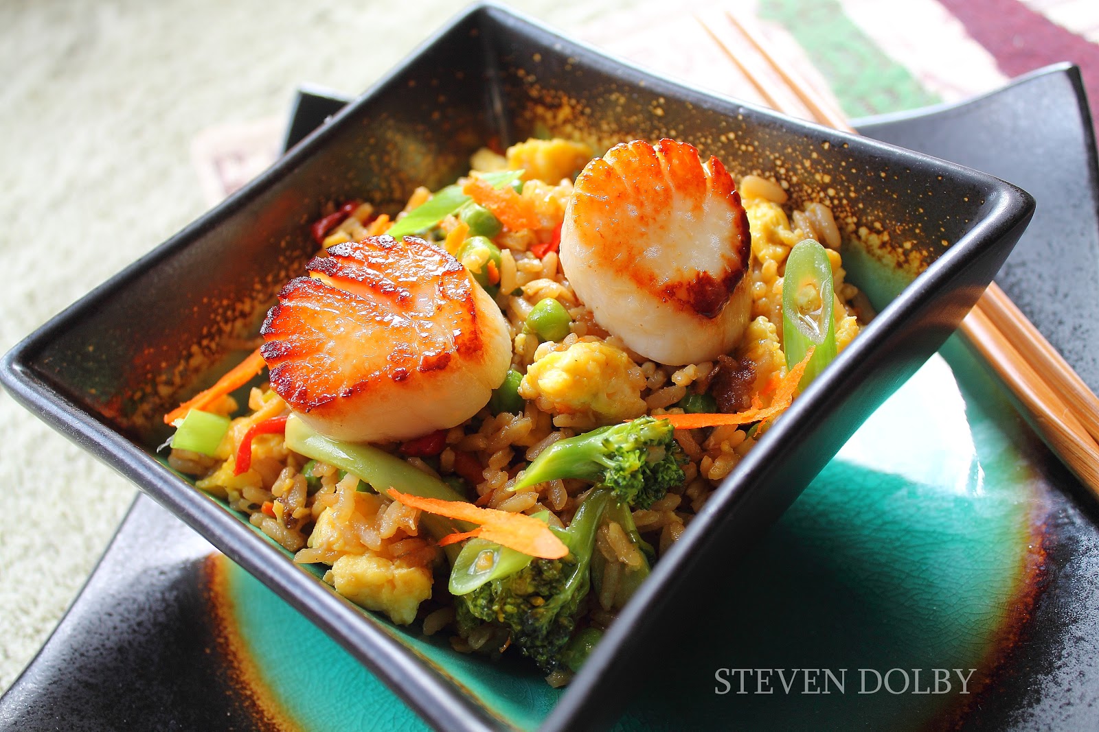 Egg Fried Rice with Sautéed scallops by Steven Dolby