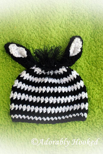 crochet zebra hat