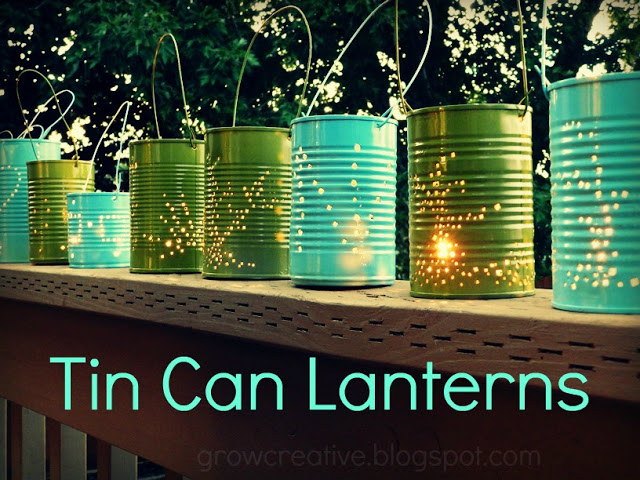 DIY tin can lanterns, totally affordable and easy to make! By Grow Creative, featured on I Love That Junk