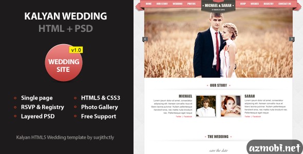 Kalyan One page HTML5 Wedding Template