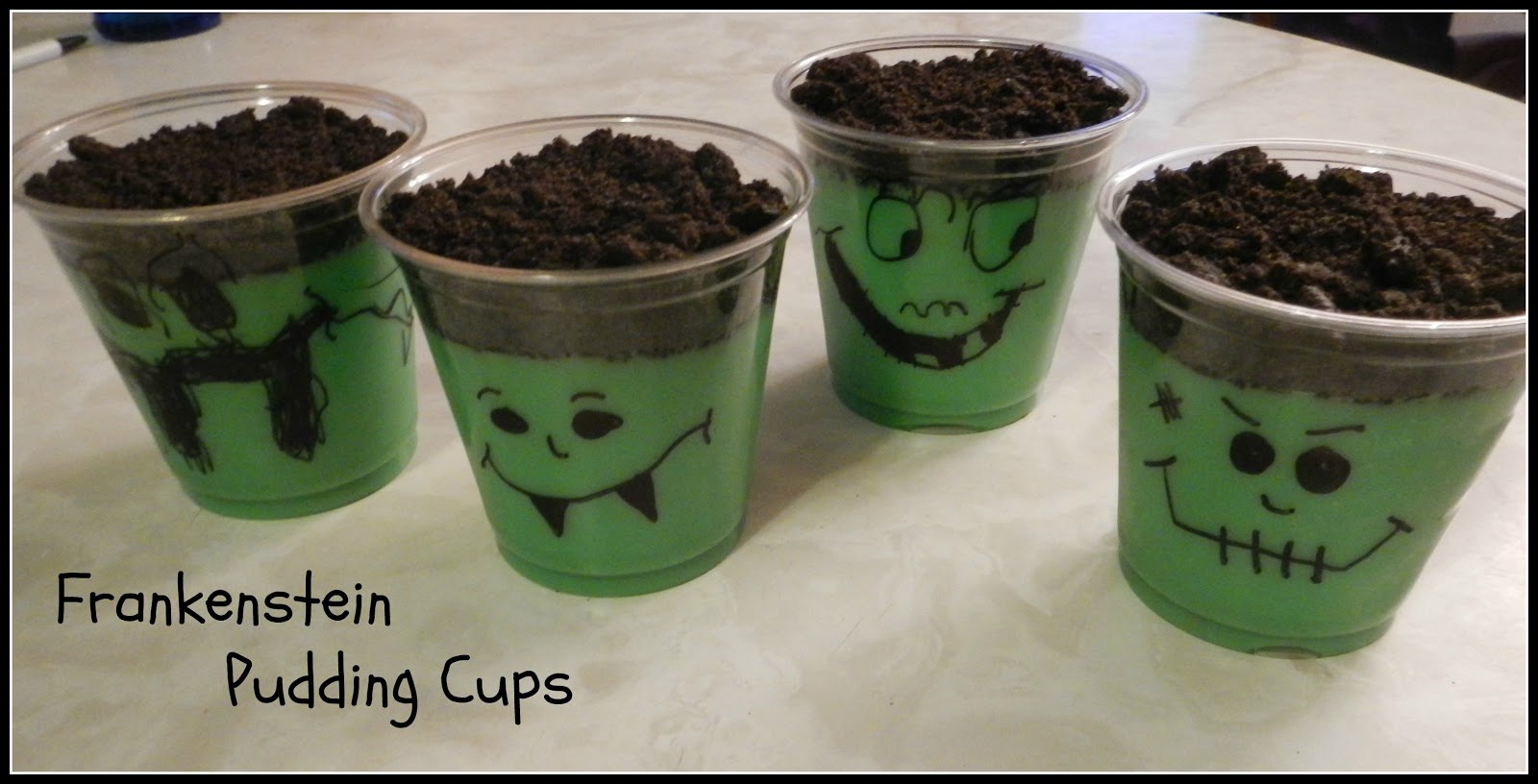 Aubrey's Recipes Frankenstein Pudding Cups