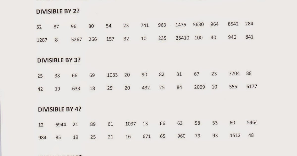Mrs. White's 6th Grade Math Blog: DIVISIBILITY RULES PRACTICE