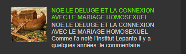 NOE,LE DELUGE ET LA CONNEXION AVEC LE MARIAGE HOMOSEXUEL