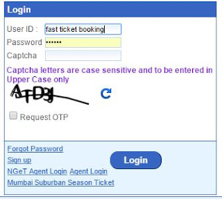 IRCTC login with captcha for booking train tickets online