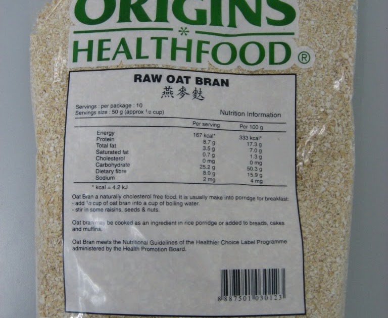 Healthy Living 123 Origins brand Raw Oat Bran