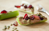 Fancy Ants on a Log - Peanut Butter and Celery topped with dried fruit
