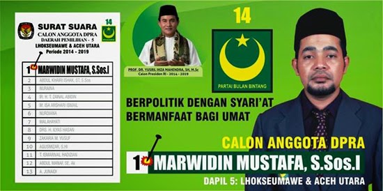 Calon Anggota DPR Aceh Nomor Urut 1. Pemilu Legislatif 2014 DaPil-5 ; Lhokseumawe & Aceh Utara