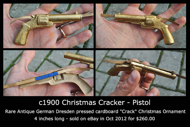 Golden Hand Gun Pistol Solid Metal Christmas Tree Ornament 