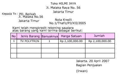 Contoh Gambar Nota Debit Dawn Hullender