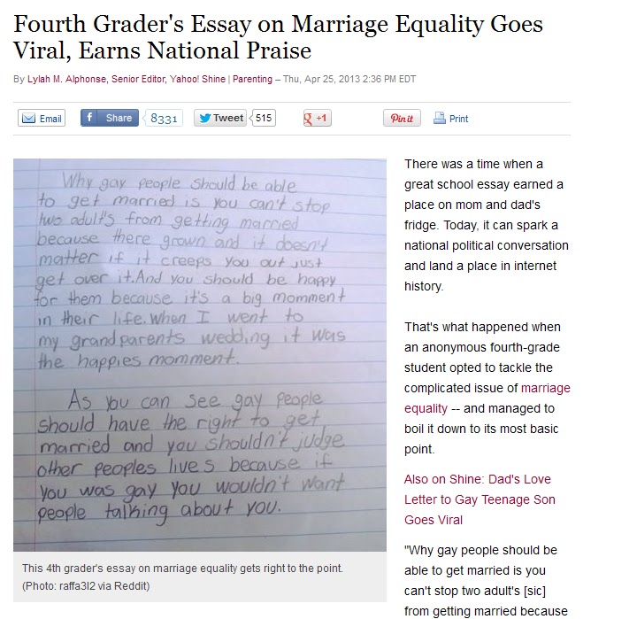 4th grade essay on marriage equality