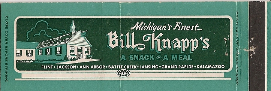 Flint Expatriates Flint Artifacts Bill Knapp S Matchbook