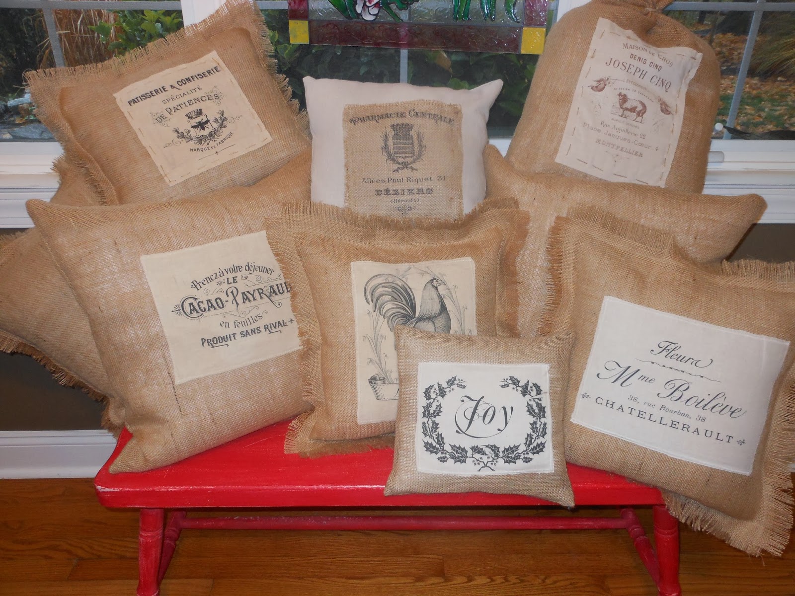 Painted on a Whim Burlap Pillows Galore!!