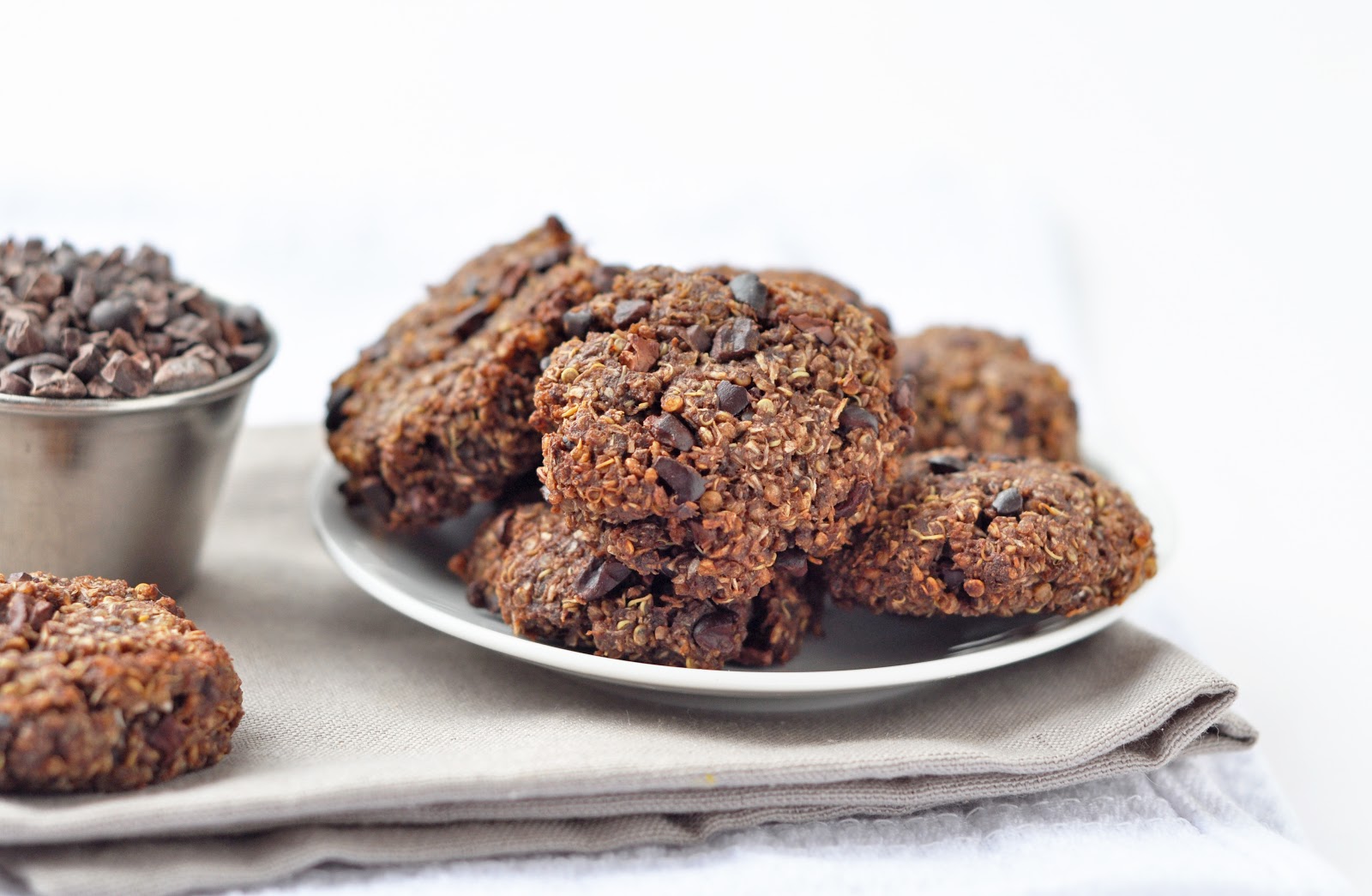 Chewy chocolate quinoa cookies including cake