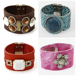 Pulseiras em Couro com Pedraria