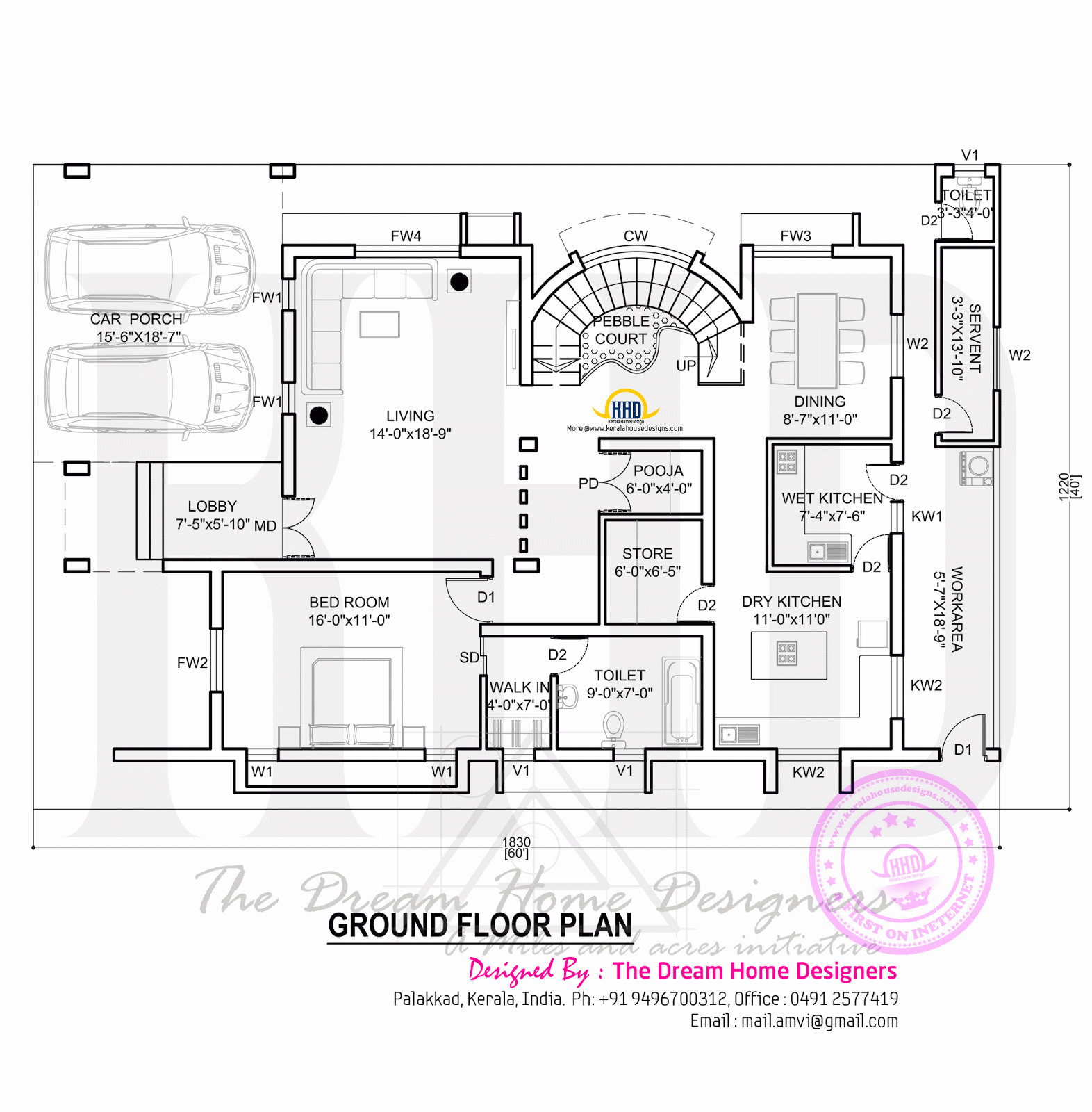 House plan with elevation - Kerala home design and floor plans