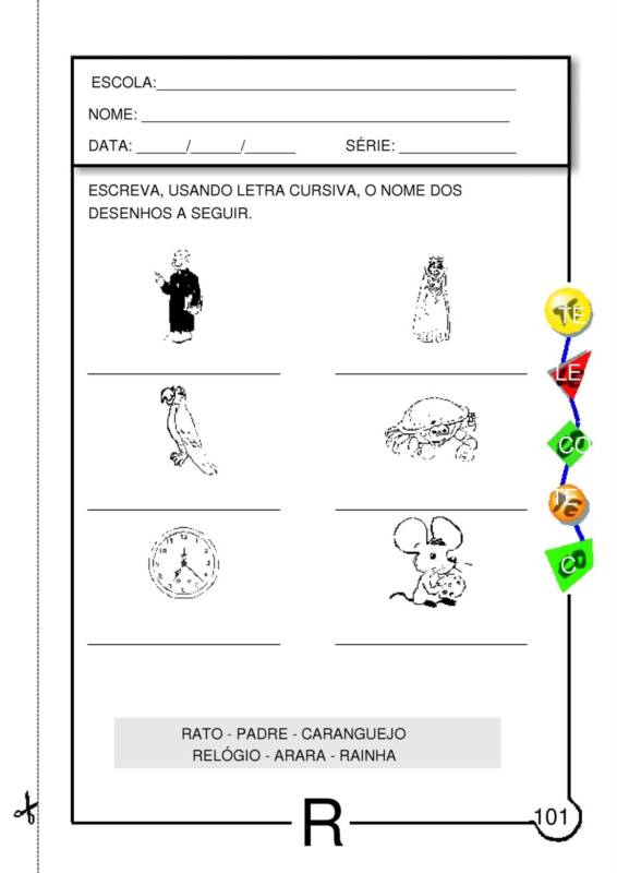 Blog Professor Zezinho : Atividades com a letra R
