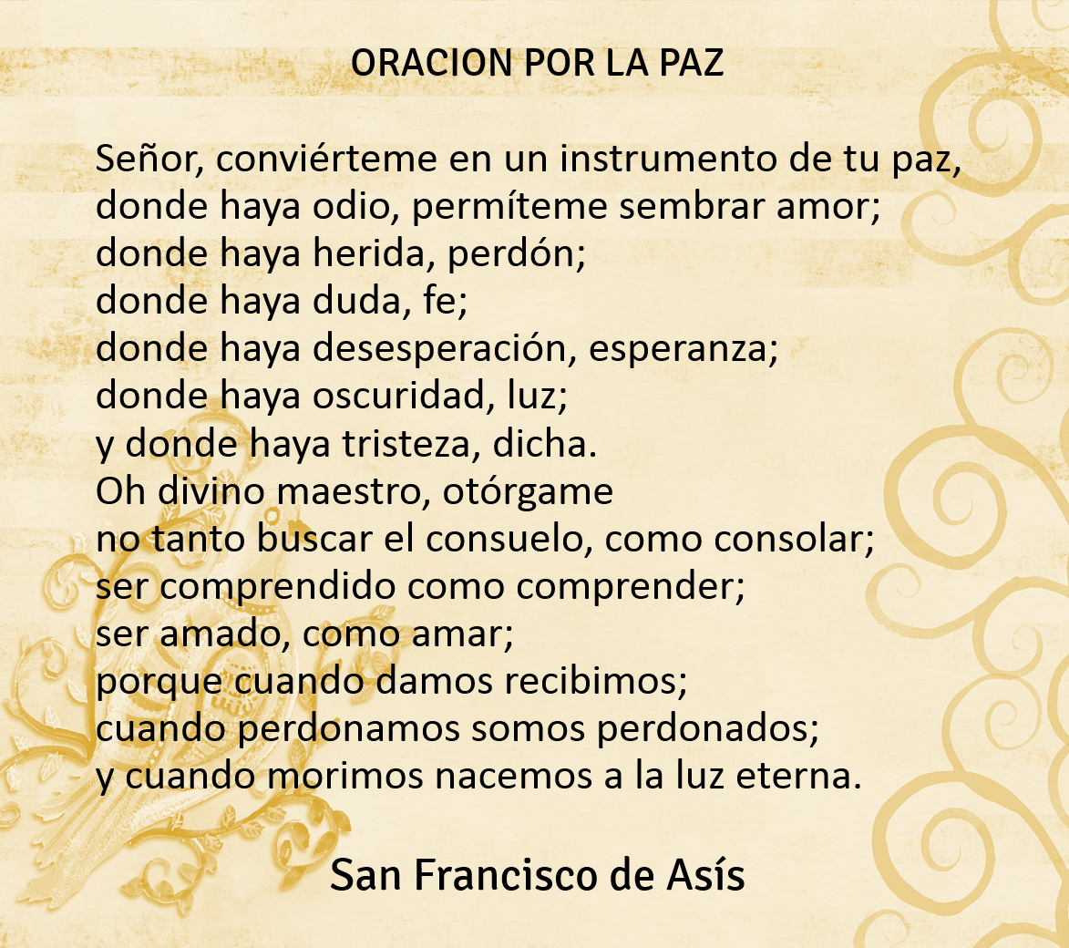 Lecciones para amar Oración de San Francisco de Asís