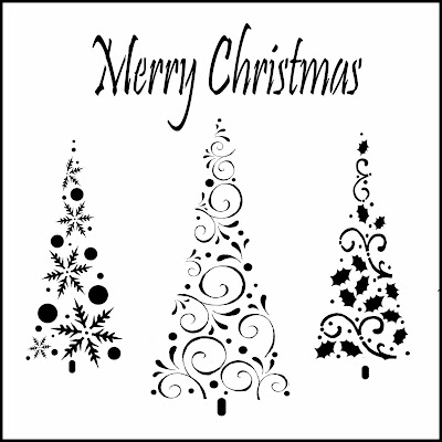 Black and White Christmas Tree Stencil