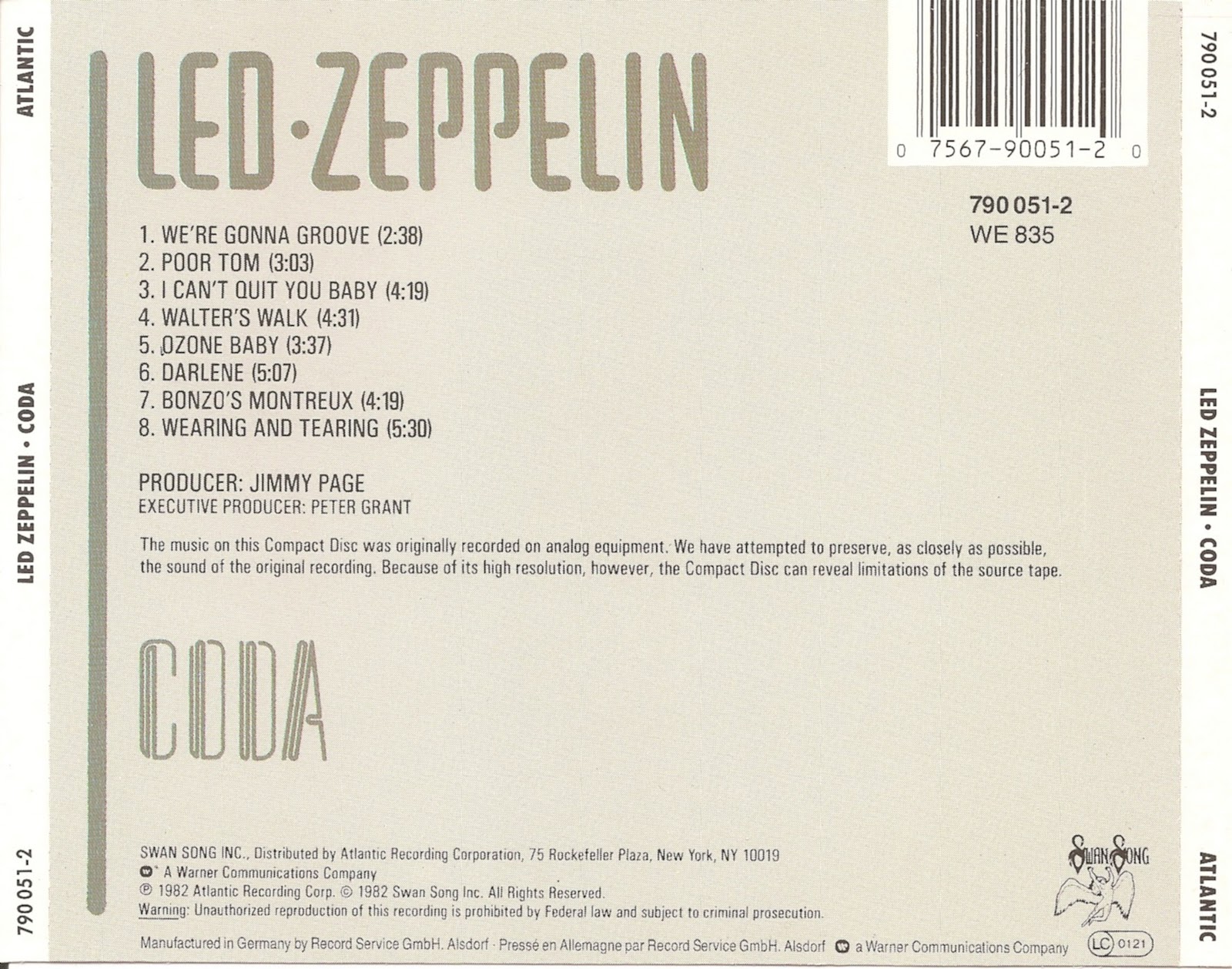 The First Pressing CD Collection Led Zeppelin Coda