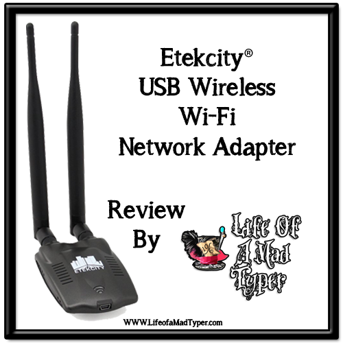Etekcity® USB Wireless Wi-Fi Network Adapter with Dual 6 dBi Antennas - 802.11 B/G/N 300Mbps 