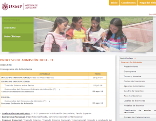 Resultados exámen admision USMP SEDE CHICLAYO 2014 2