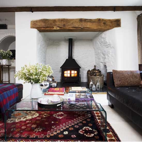 Living Room with Wood Burning Stove