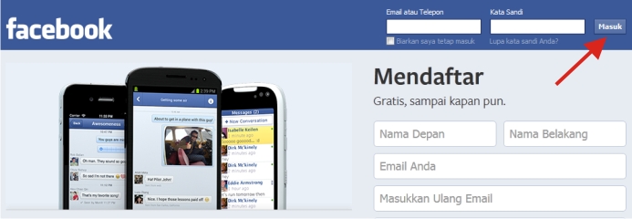 ii) Silahkan log in ke Facebook .