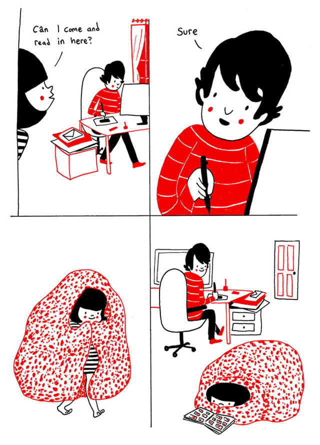 Heartwarming Illustrations Show That True Love Is In The Little Everyday Things - You can be in the same room without having to do everything together Heartwarming Illustrations Show That True Love Is In The Little Everyday Things - You can be in the same room without having to do everything together