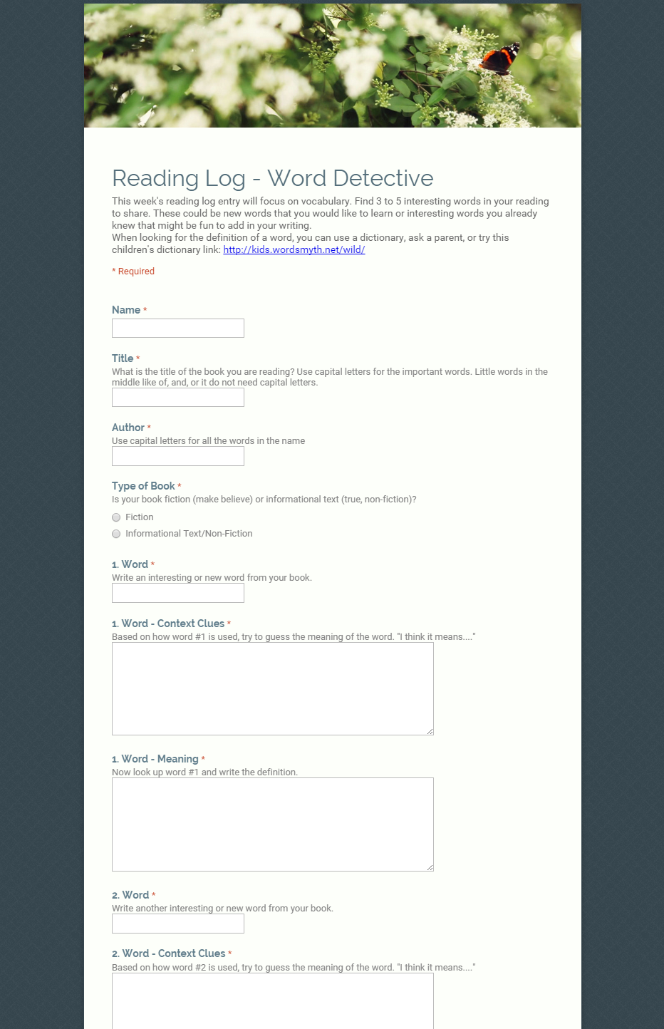 school write up form
