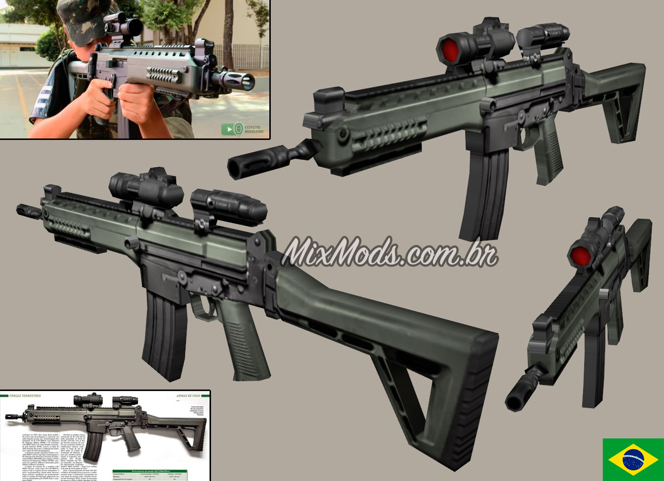 Arma Taurus M972/MT12 (brasileira) (lowpoly) - MixMods