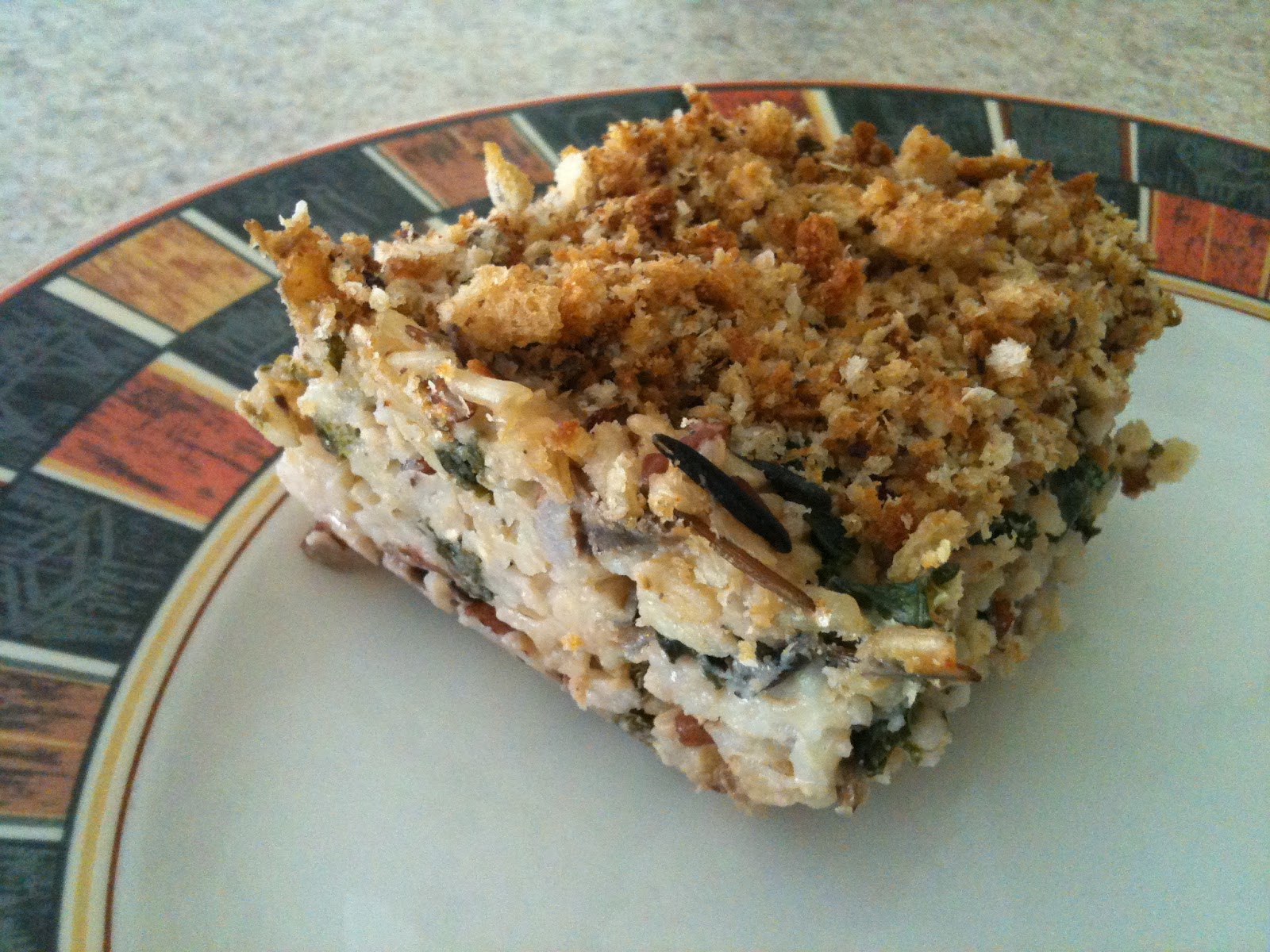 Salted Spoon Wild Rice, Mushroom and Kale Casserole